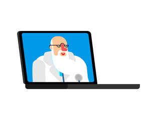 telemedicine consultation with doctor on laptop. Symbol of online healthcare, e-health, and digital medicine. Perfect for clinics, apps, and modern medical projects.