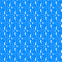 Seamless pattern of flying seagulls on a light blue background. Symbol of freedom, summer, and coastal nature. Perfect for textiles, wallpapers, packaging, and decorative projects.