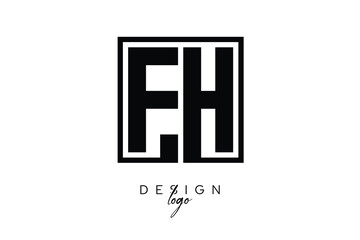 FH Double Letter Monogram Logo – Bold Square Typography Initials for Modern Branding, Identity & Professional Design