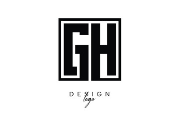 GH Double Letter Monogram Logo – Bold Square Typography Initials for Modern Branding, Identity & Professional Design