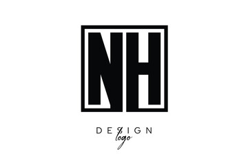 NH Double Letter Monogram Logo – Bold Square Typography Initials for Modern Branding, Identity & Professional Design