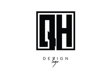 QH Double Letter Monogram Logo – Bold Square Typography Initials for Modern Branding, Identity & Professional Design