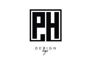 PH Double Letter Monogram Logo – Bold Square Typography Initials for Modern Branding, Identity & Professional Design
