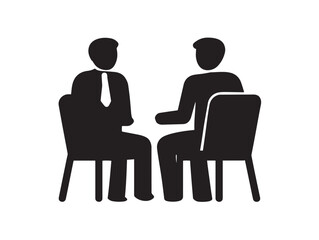 Job interview silhouette icon vector illustration solid black employment opportunity discussion