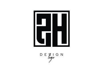 ZH Double Letter Monogram Logo – Bold Square Typography Initials for Modern Branding, Identity & Professional Design