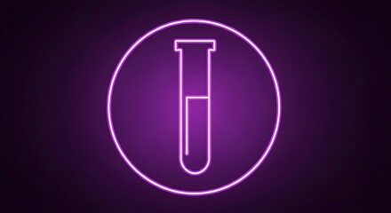 Radiant test tube icon on vivid purple backdrop for scientific research