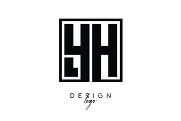 YH Double Letter Monogram Logo – Bold Square Typography Initials for Modern Branding, Identity & Professional Design