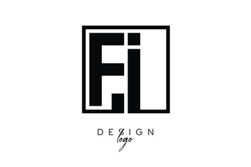 FI Double Letter Monogram Logo – Bold Square Typography Initials for Modern Branding, Identity & Professional Design