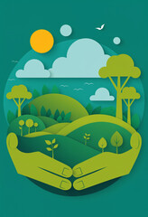 Environmental conservation concept illustrated with simple shapes