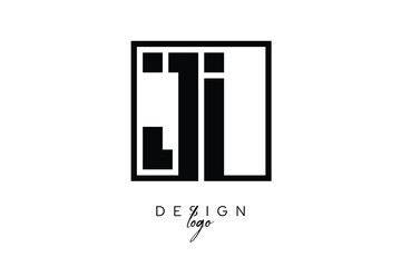 JI Double Letter Monogram Logo – Bold Square Typography Initials for Modern Branding, Identity & Professional Design