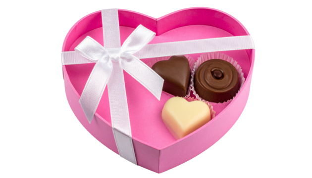 Heart-shaped gift box filled with chocolates