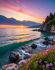 Scenic coastal sunrise