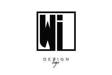 WI Double Letter Monogram Logo – Bold Square Typography Initials for Modern Branding, Identity & Professional Design
