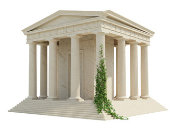 Obraz premium Isolated ancient Greek temple structure for historical or cultural presentations, art project