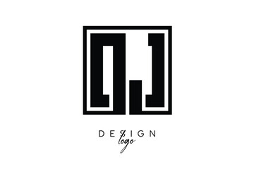 DJ Double Letter Monogram Logo – Bold Square Typography Initials for Modern Branding, Identity & Professional Design