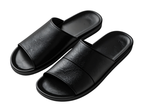 Pair of black leather-like sandals