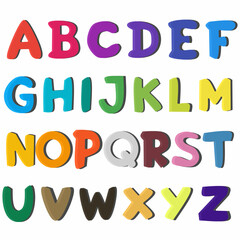 Colorful letter cartoon capital  alphabet vector with bold uppercase letters A to Z. Fun playful typography design for kids learning, education, poster, toy, and creative decoration.
