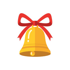 A golden bell with a red ribbon tied on top, a festive and decorative design.