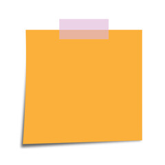 Pink sticky note paper with shadow and tape on white background
