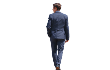 a young man in a dark blue suit is walking towards the camera,.png 