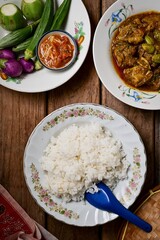 Southern Thai Curry with Spareribs in ceramic plate