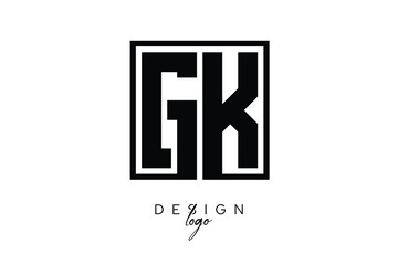 Obraz premium GK Double Letter Monogram Logo – Bold Square Typography Initials for Modern Branding, Identity & Professional Design
