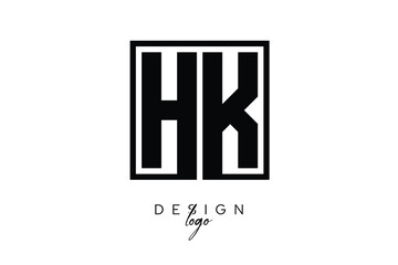 HK Double Letter Monogram Logo – Bold Square Typography Initials for Modern Branding, Identity & Professional Design