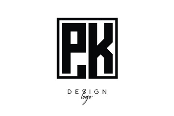 PK Double Letter Monogram Logo – Bold Square Typography Initials for Modern Branding, Identity & Professional Design
