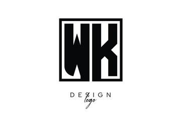 Obraz premium WK Double Letter Monogram Logo – Bold Square Typography Initials for Modern Branding, Identity & Professional Design