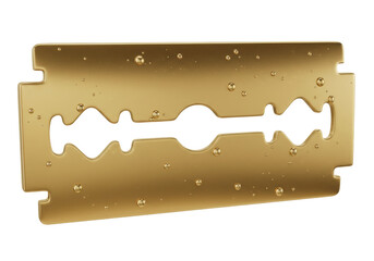 Isolated golden-metallic double-edge razor blade tool, shaving hygiene equipment, wet shaving