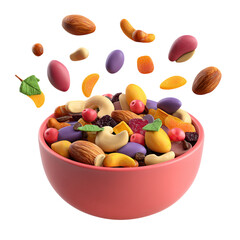 Colorful Trail Mix Bowl with Nuts, Seeds, and Healthy Snack.