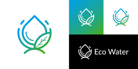 Eco Water Drop Logo – Nature Leaf and Fresh Water Symbol
