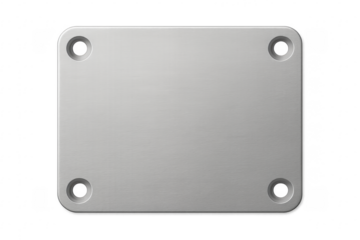 Brushed metal plate with holes on transparent background