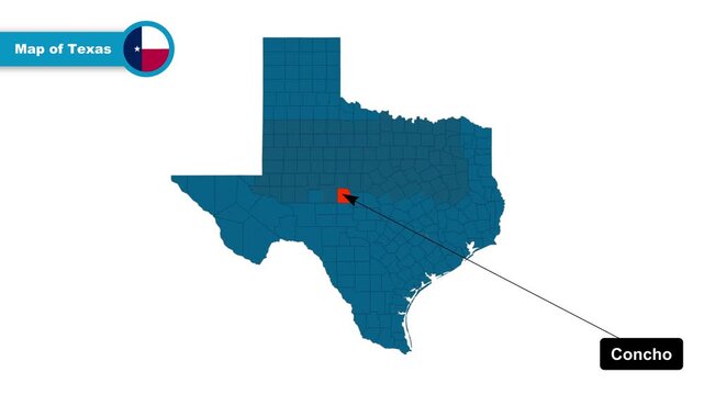 Concho Map Video, Texas map, Political Map of Texas, Texas United States, with all states, national flag and borders, travel, education, geography, and global studies.