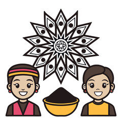 Holi festival Vector Illustration, Solid White Background (1).eps