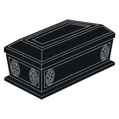 Solid Black Casket of Ancient Winters Silhouette with Norse Carvings on White Background (3).eps