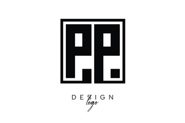 Obraz premium PP Double Letter Monogram Logo – Bold Square Typography Initials for Modern Branding, Identity & Professional Design