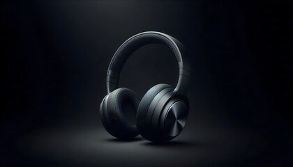 Naklejka premium black headphones on black