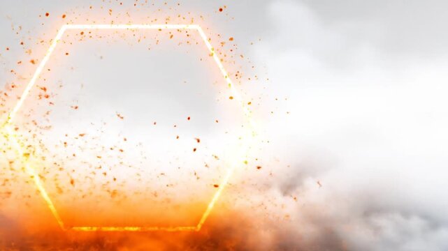 Neon hexagon frame abstract