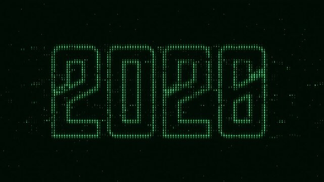 2026 logotype in retro-Futuristic pixelate Monitor synthwave style. Retro CCTV or VHS pixel Wireframe. Abstract digital background. 80s, 90s Retro futurism, Retro wave cyberpunk grid matrix style.