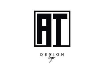 AT Double Letter Monogram Logo – Bold Square Typography Initials for Modern Branding, Identity & Professional Design