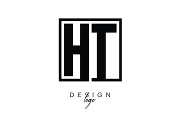 HT Double Letter Monogram Logo – Bold Square Typography Initials for Modern Branding, Identity & Professional Design