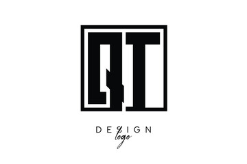 QT Double Letter Monogram Logo – Bold Square Typography Initials for Modern Branding, Identity & Professional Design