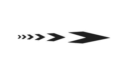 Series of black arrows indicating forward movement and speed