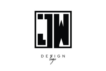 Obraz premium JW Double Letter Monogram Logo – Bold Square Typography Initials for Modern Branding, Identity & Professional Design