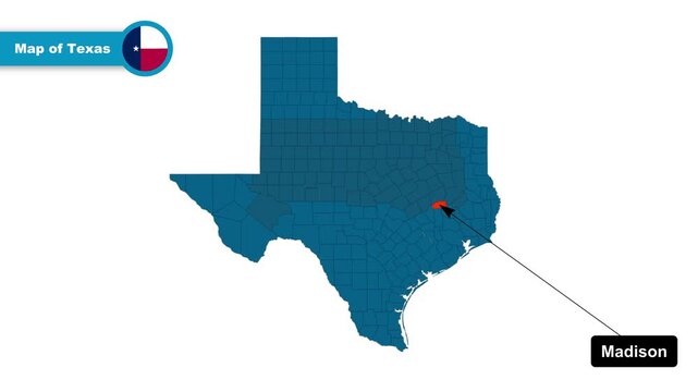 Madison Map Video, Texas map, Political Map of Texas, Texas United States, with all states, national flag and borders, travel, education, geography, and global studies.