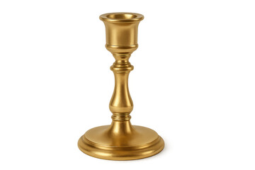 Gold brass vintage candlestick holder on transparent background