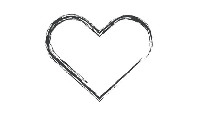 Roughly drawn heart shape with textured brush strokes on white background