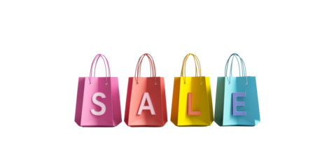 Colorful shopping bags with sale letters