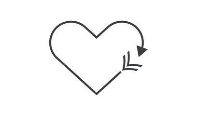 Simple outline heart with arrow symbolizing change or renewal